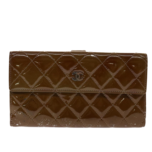 CHANEL Matelasse Wallet Patent Leather Brown CC Auth yk7893 - Picture 13 of 16